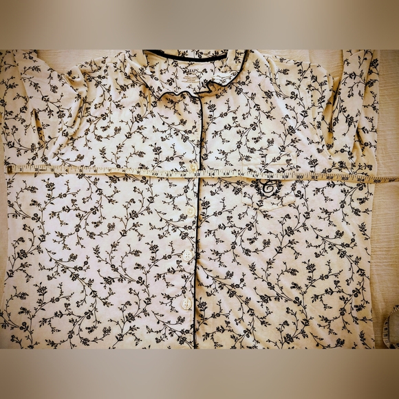 Black & White Floral Charter Club Cotton Blend Pajamas Monogram C Two Piece XL - Picture 7 of 16